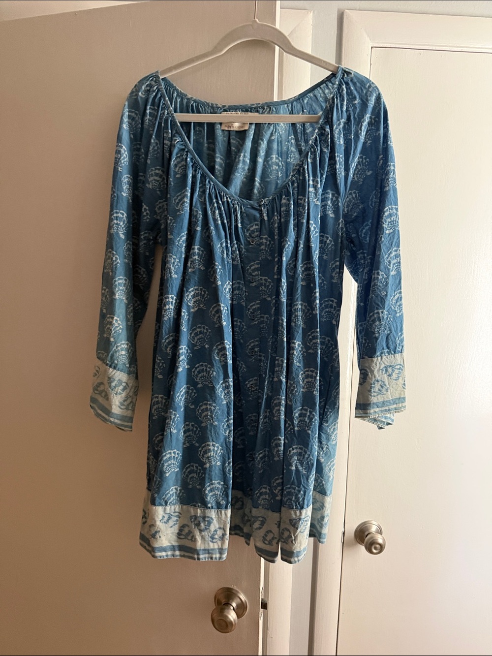 Christy Dawn Blue Printed Long Sleeve Tunic Dress